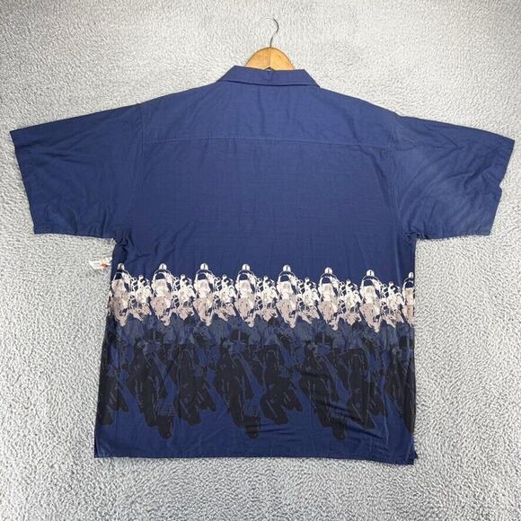 Vintage Motorcycle Shirt Men's Extra Large Blue Graphic All over Print Biker y2k - Picture 7 of 9